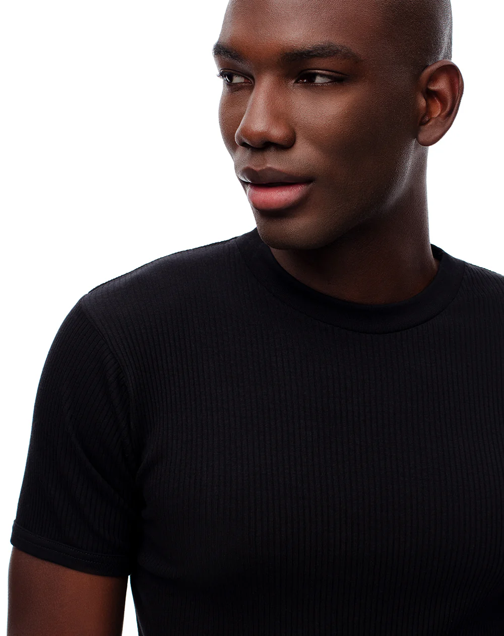 Camiseta slim rib algodón negra hombre - Image 5