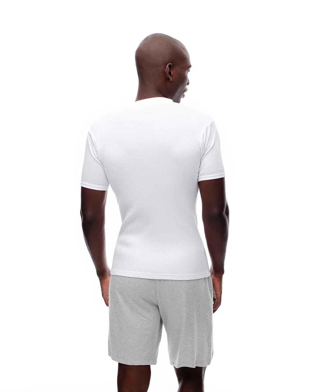 Camiseta slim rib algodón blanca hombre - Image 3
