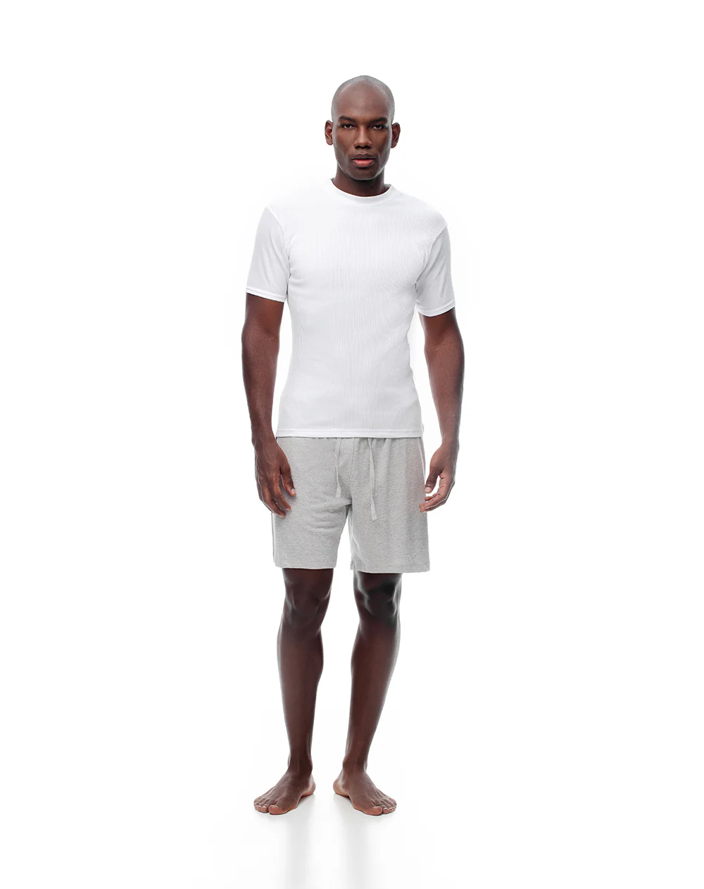 Camiseta slim rib algodón blanca hombre - Image 4