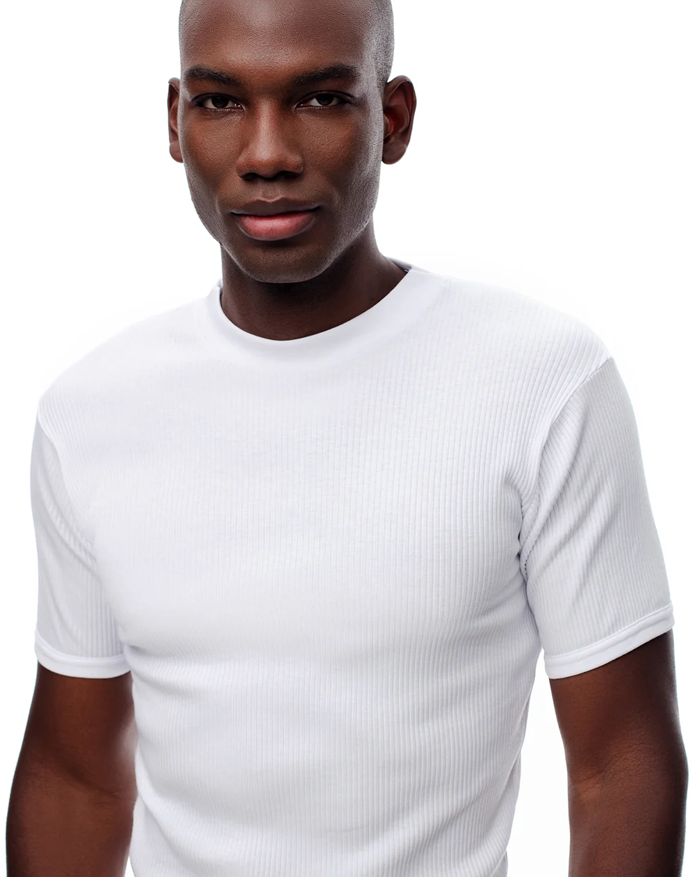Camiseta slim rib algodón blanca hombre - Image 6