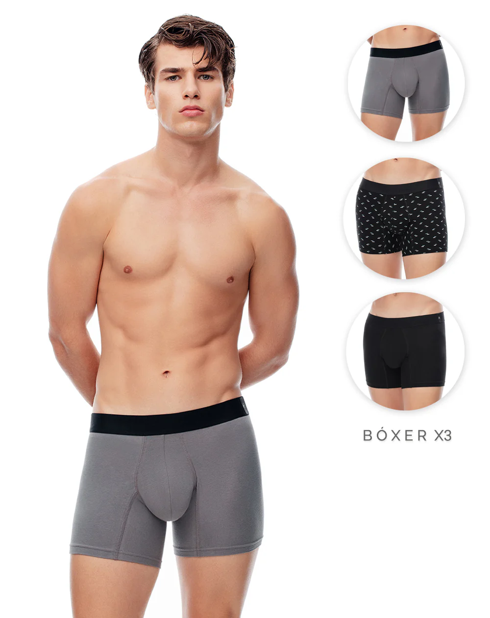 Bóxer medio algodón jersey x3unds surtido