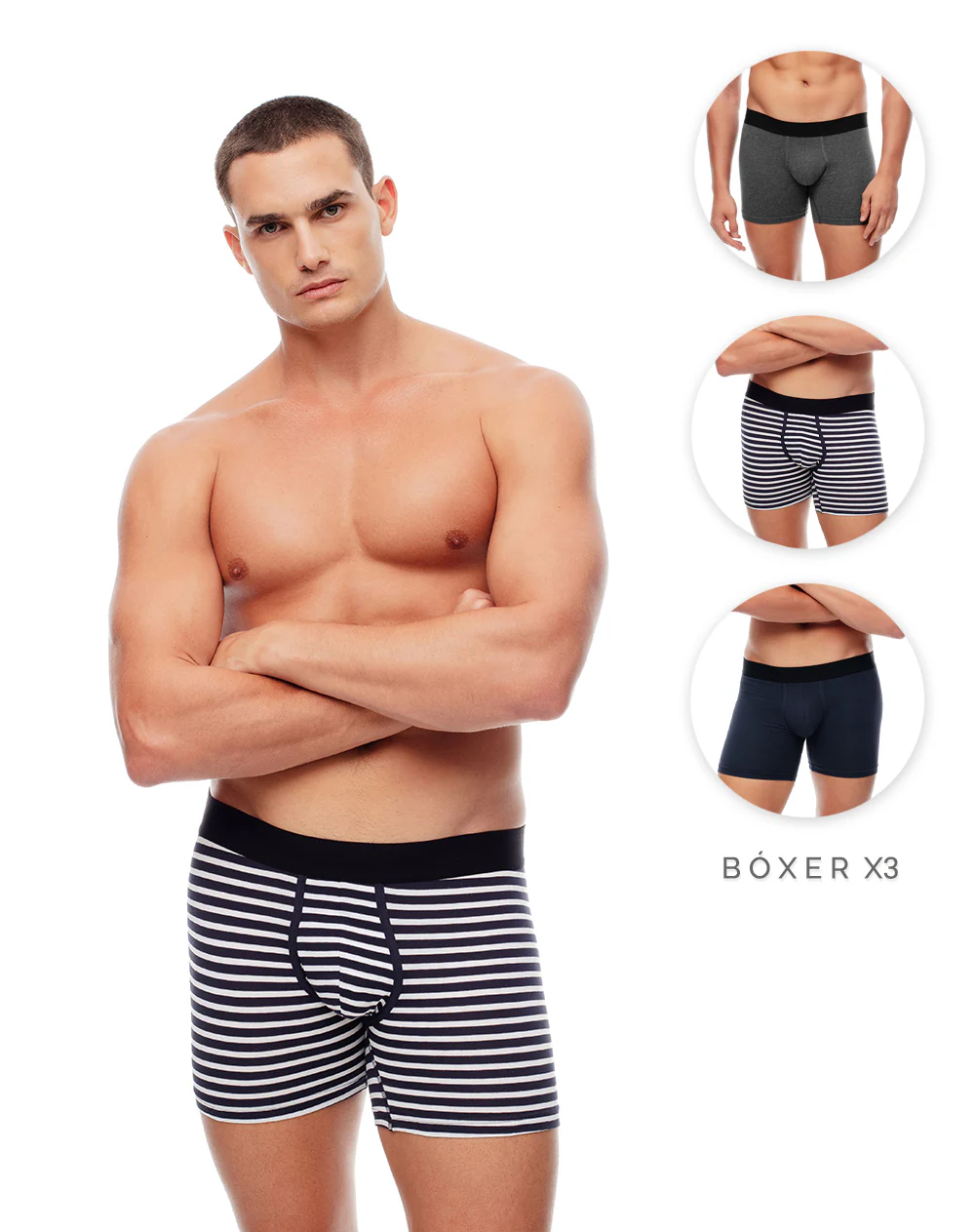 Bóxer medio algodón jersey x3unds surtido