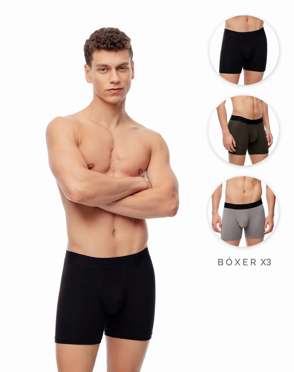 Bóxer medio algodón jersey x3unds surtido