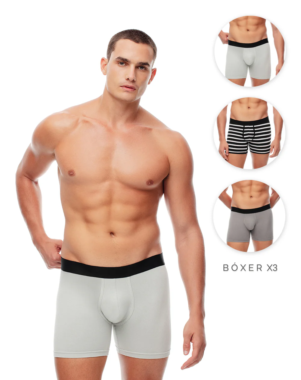 Bóxer medio algodón jersey x3unds surtido