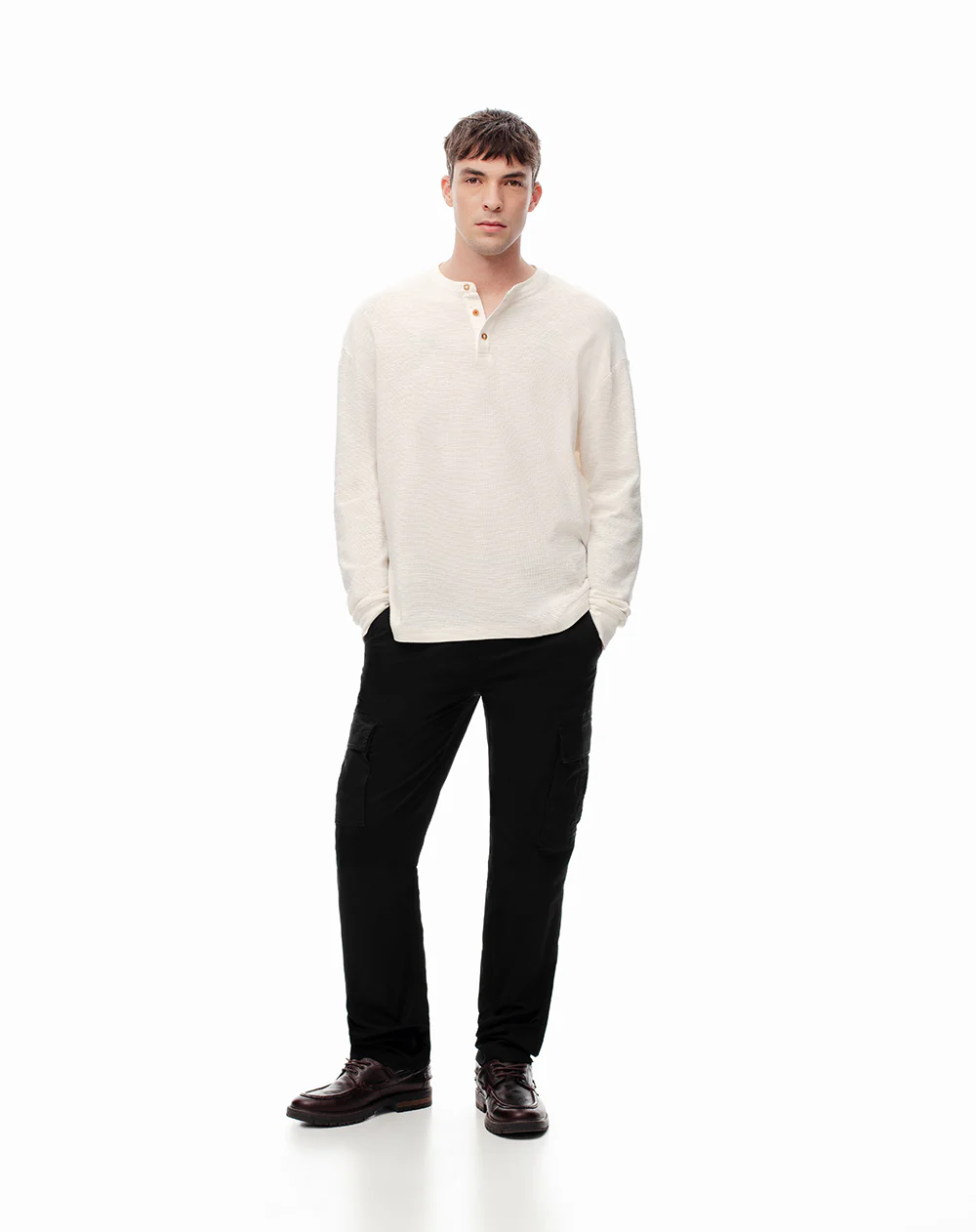 Pantalón cargo slim algodón negro hombre