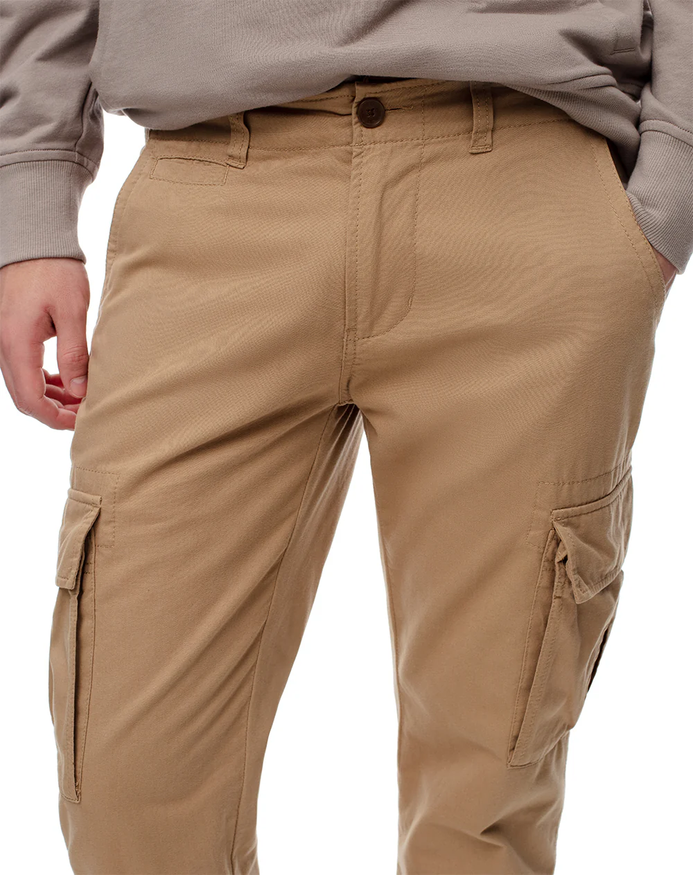 Pantalón cargo slim algodón café hombre - Image 5