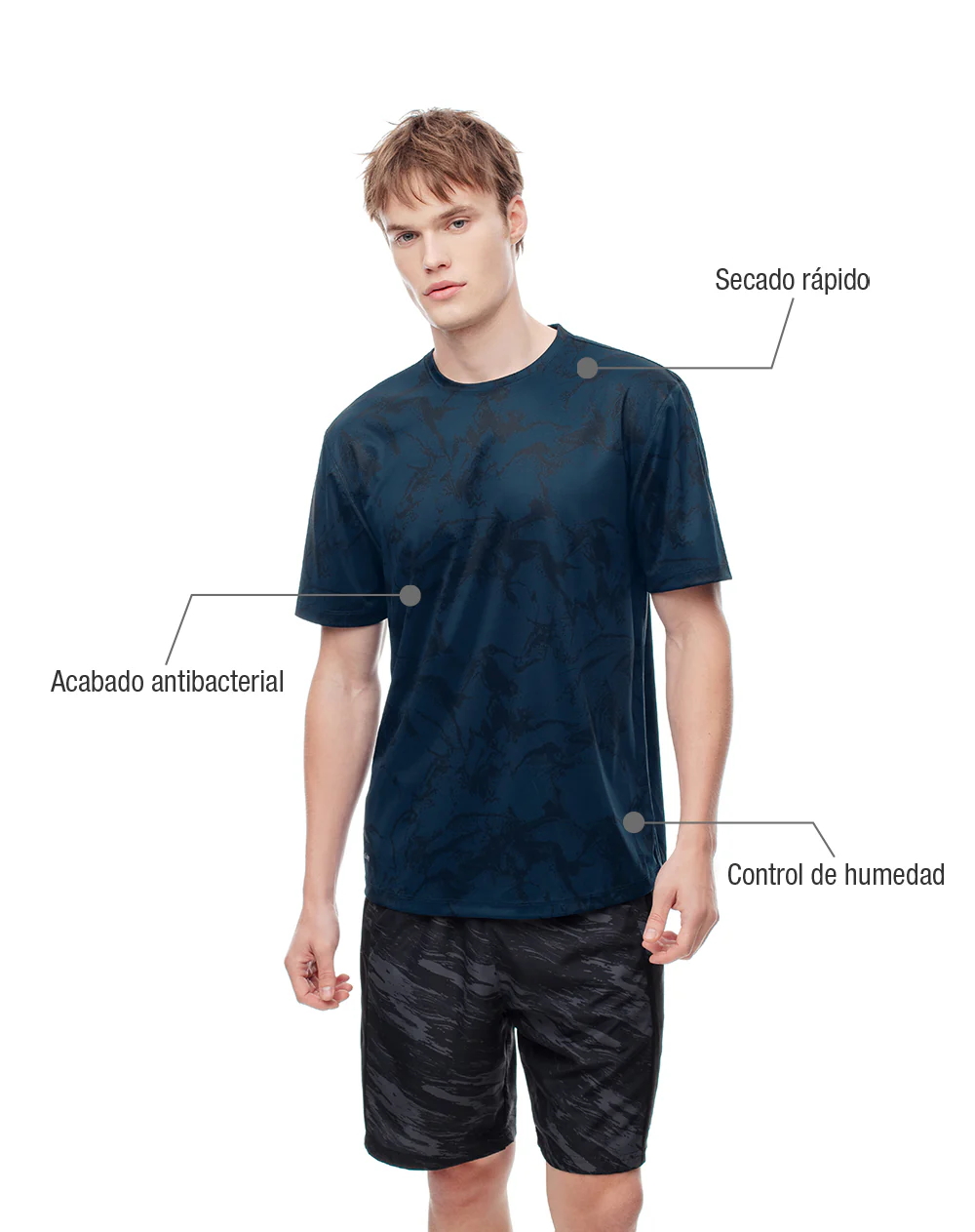 Camiseta deportiva control humedad estampada hombre - Image 2