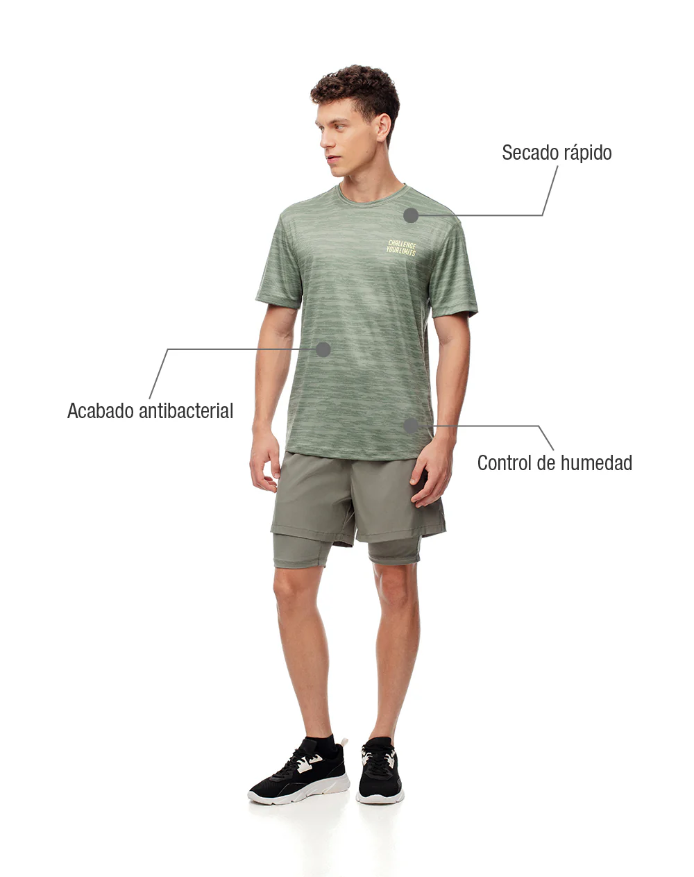 Camiseta deportiva control humedad verde hombre - Image 2