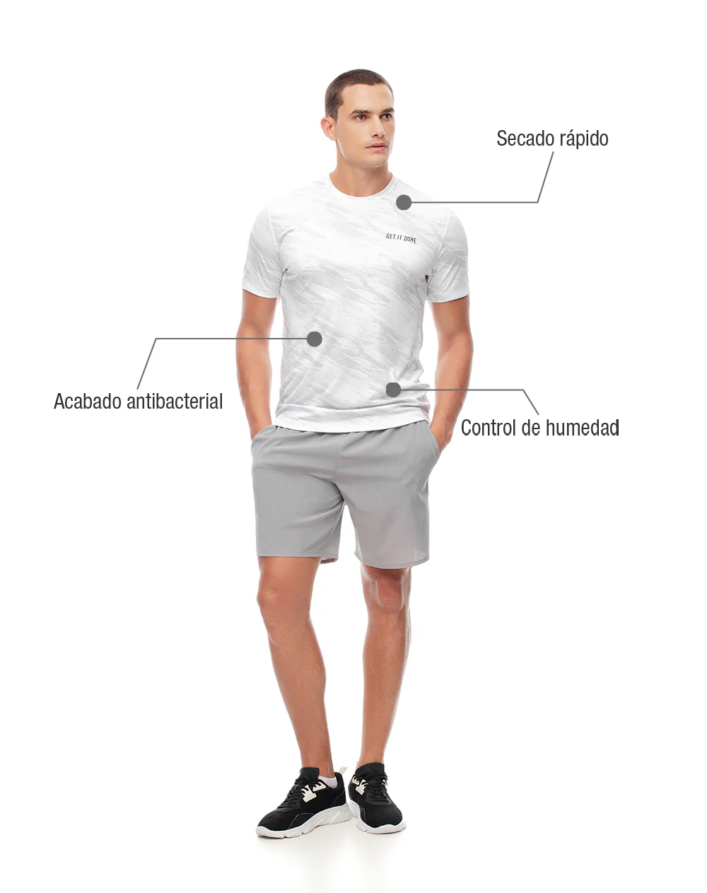 Camiseta deportiva control humedad blanca hombre - Image 2