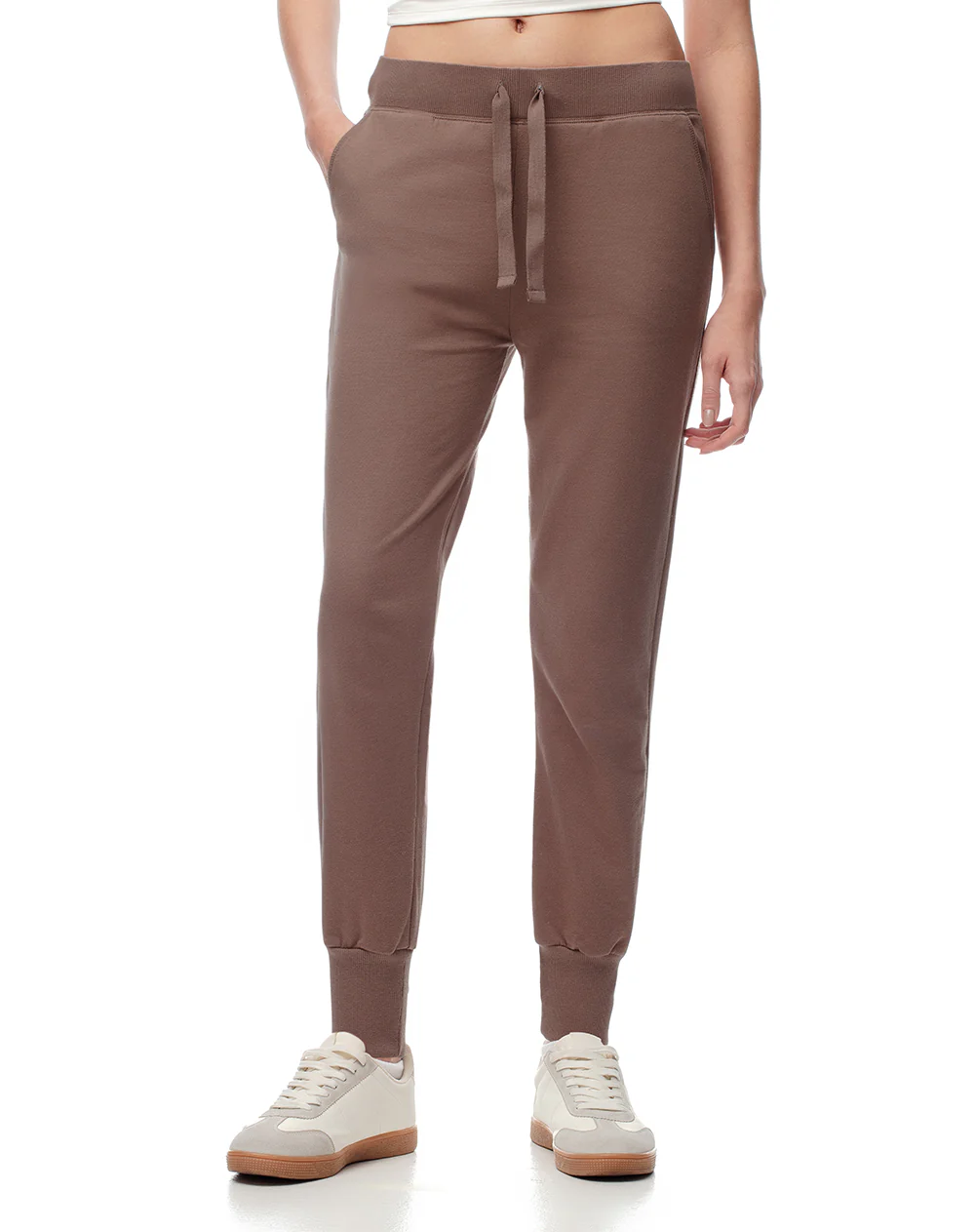 Jogger tiro medio algodón café mujer - Image 4