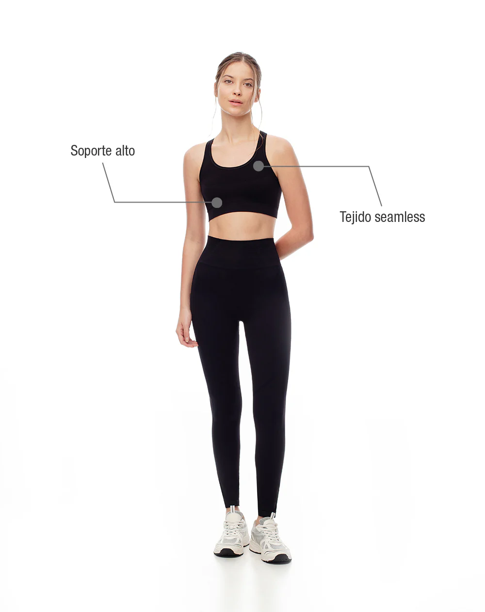 Top deportivo soporte alto seamless negro - Image 2
