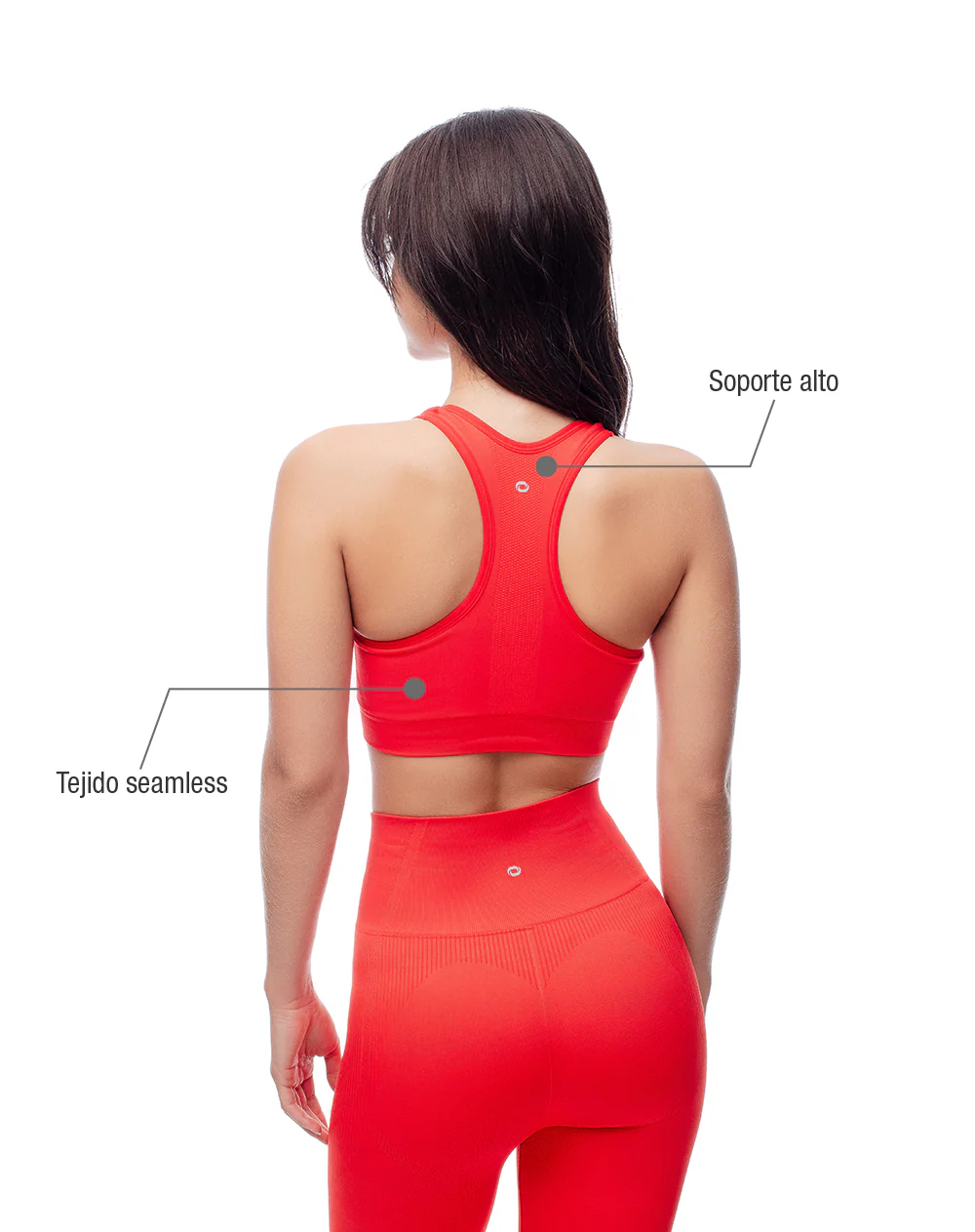 Top deportivo soporte alto seamless rojo - Image 2