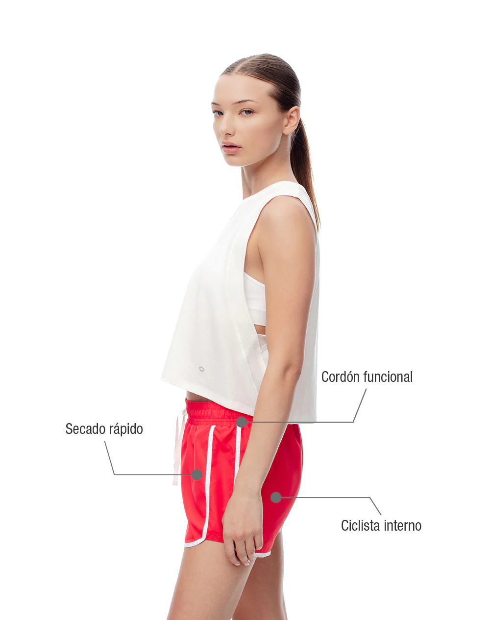 Short deportivo ciclista interno rojo mujer - Image 3