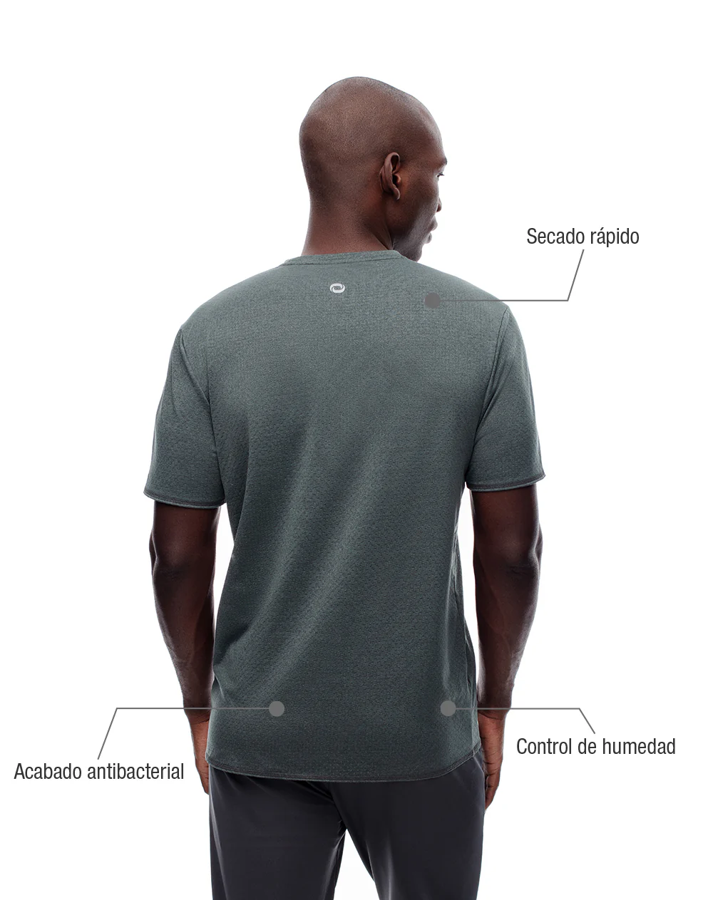 Camiseta deportiva control humedad verde hombre - Image 2