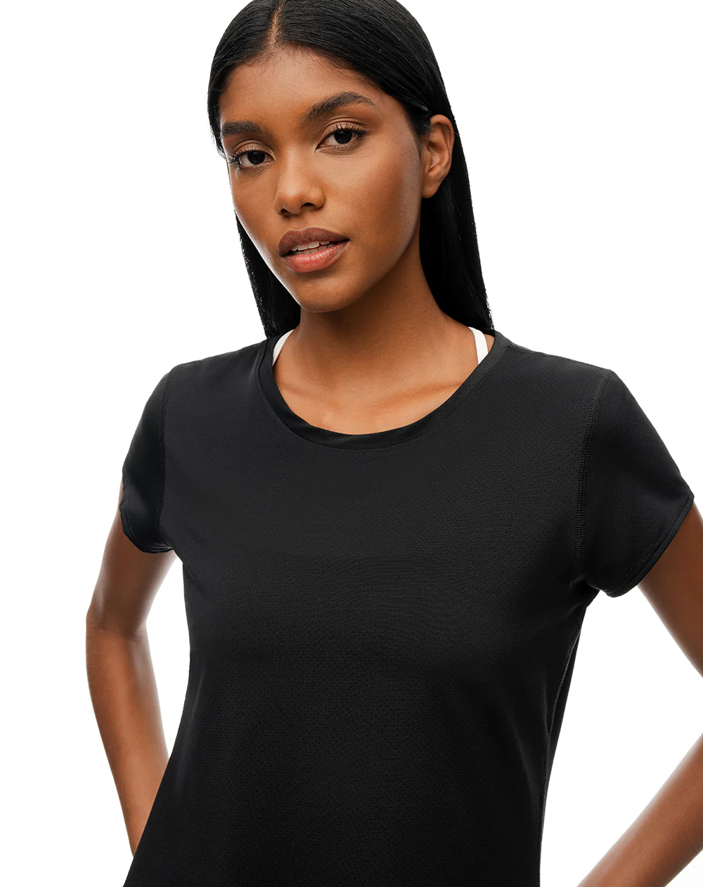 Camiseta deportiva secado rápido negra mujer - Image 3