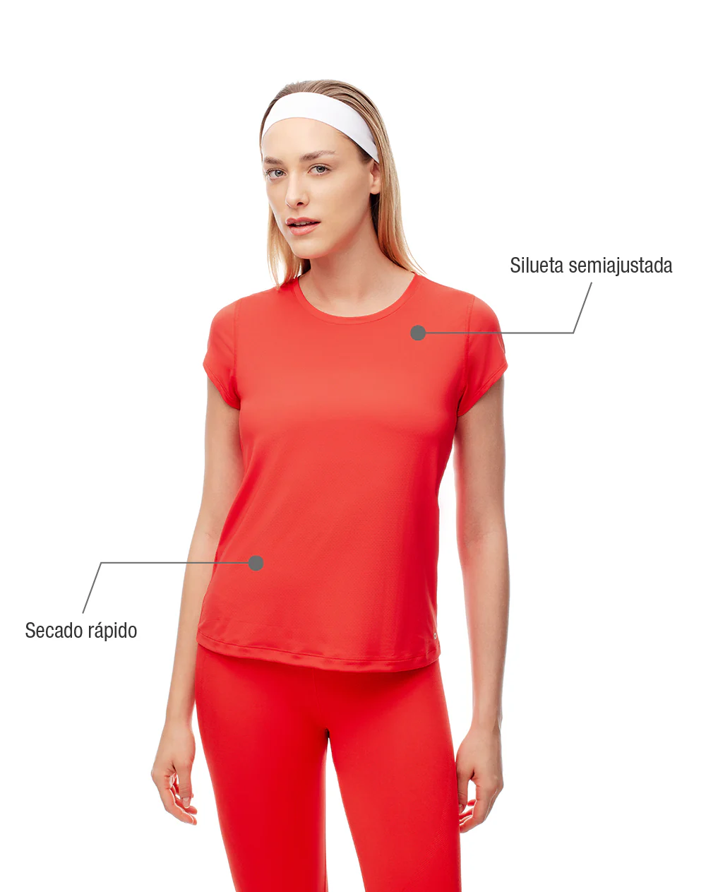 Camiseta deportiva secado rápido roja mujer - Image 3