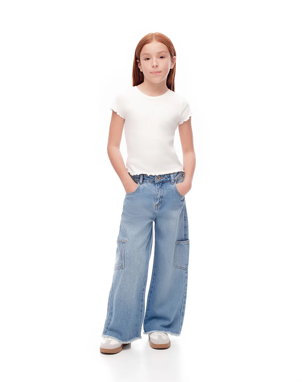 Camiseta slim algodón blanca niña - Image 3
