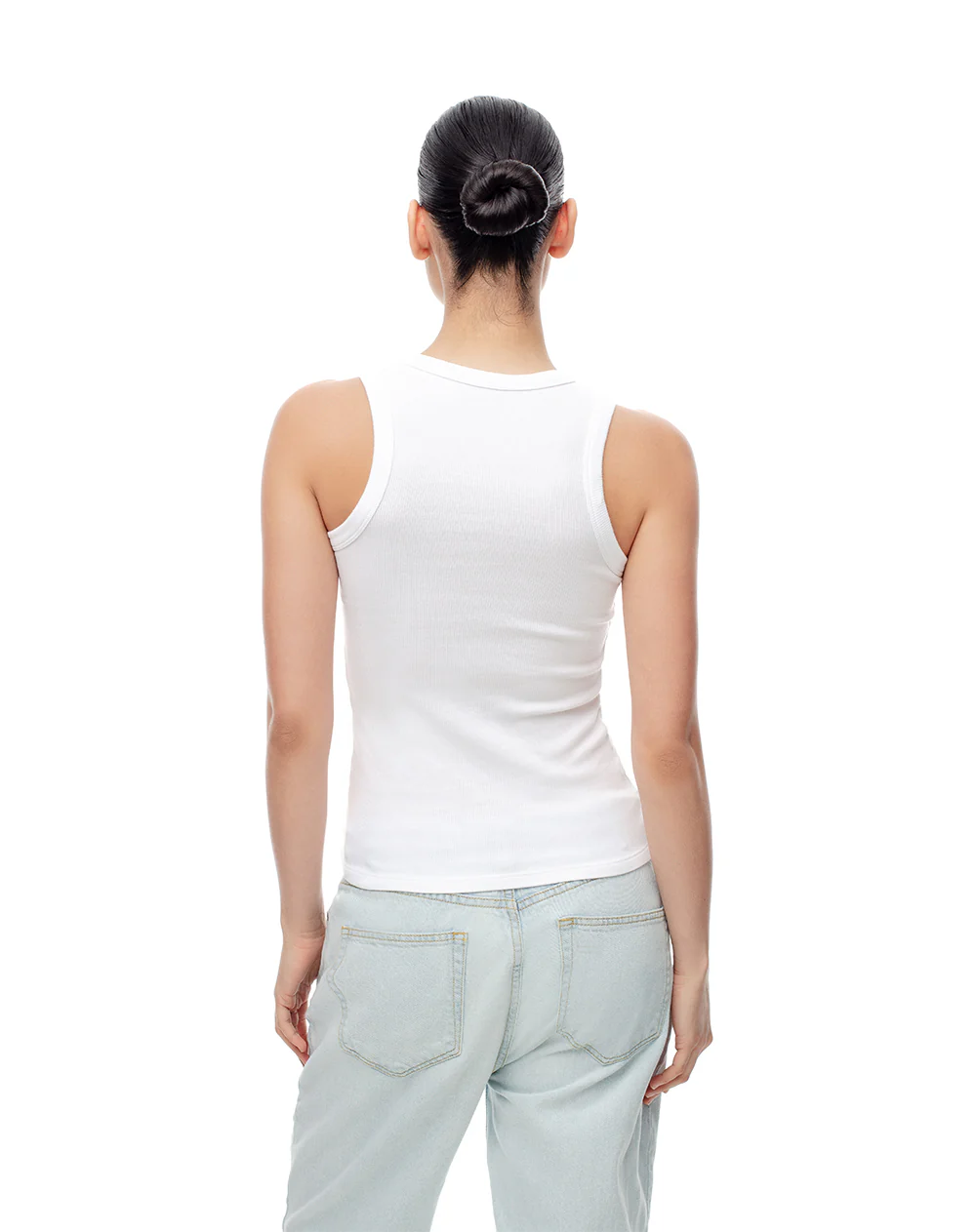 Camiseta esqueleto slim rib algodón blanca mujer - Image 3