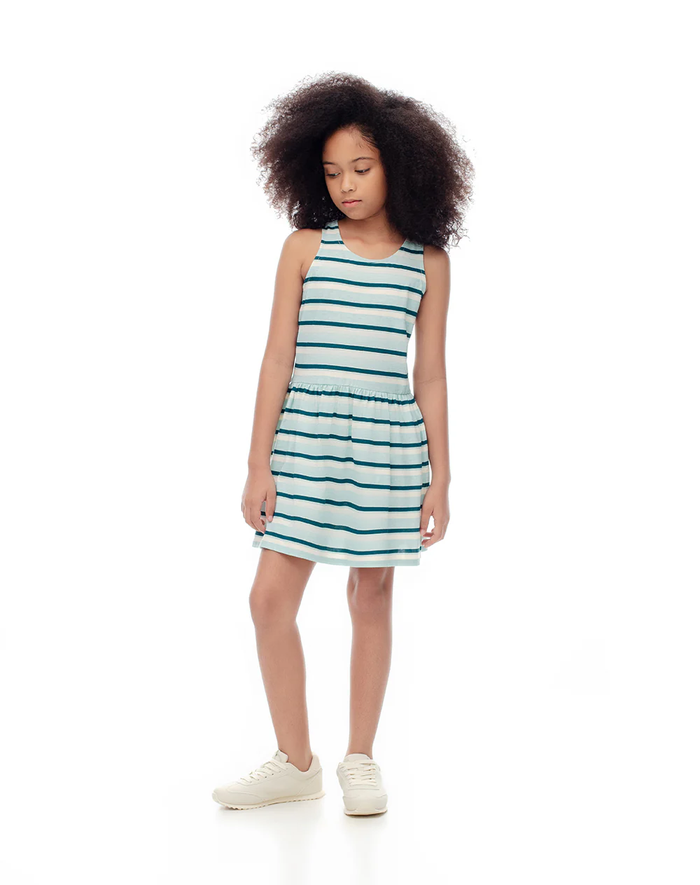 Vestido corto algodón rayas niña