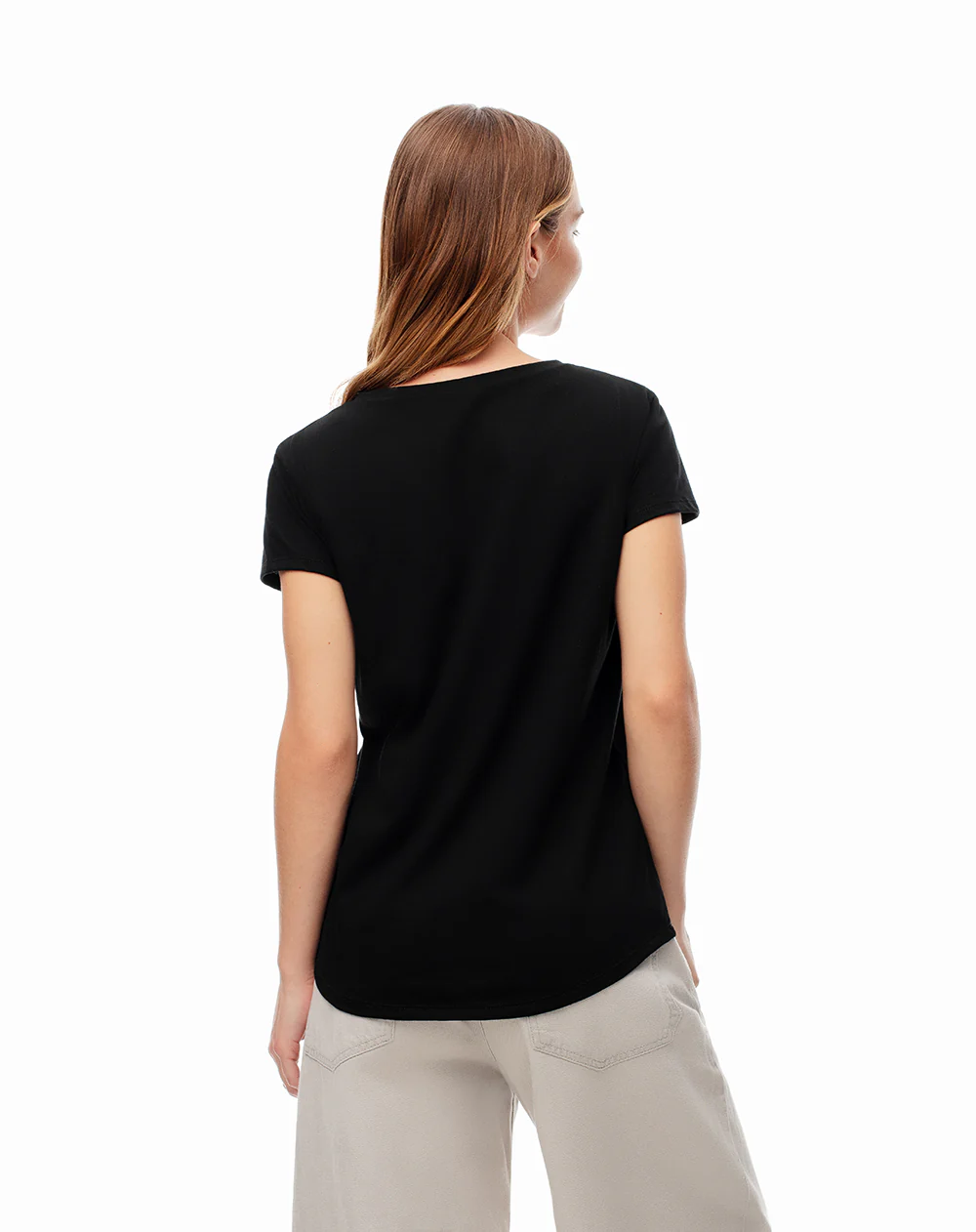 Camiseta regular algodón negra estampada mujer - Image 2