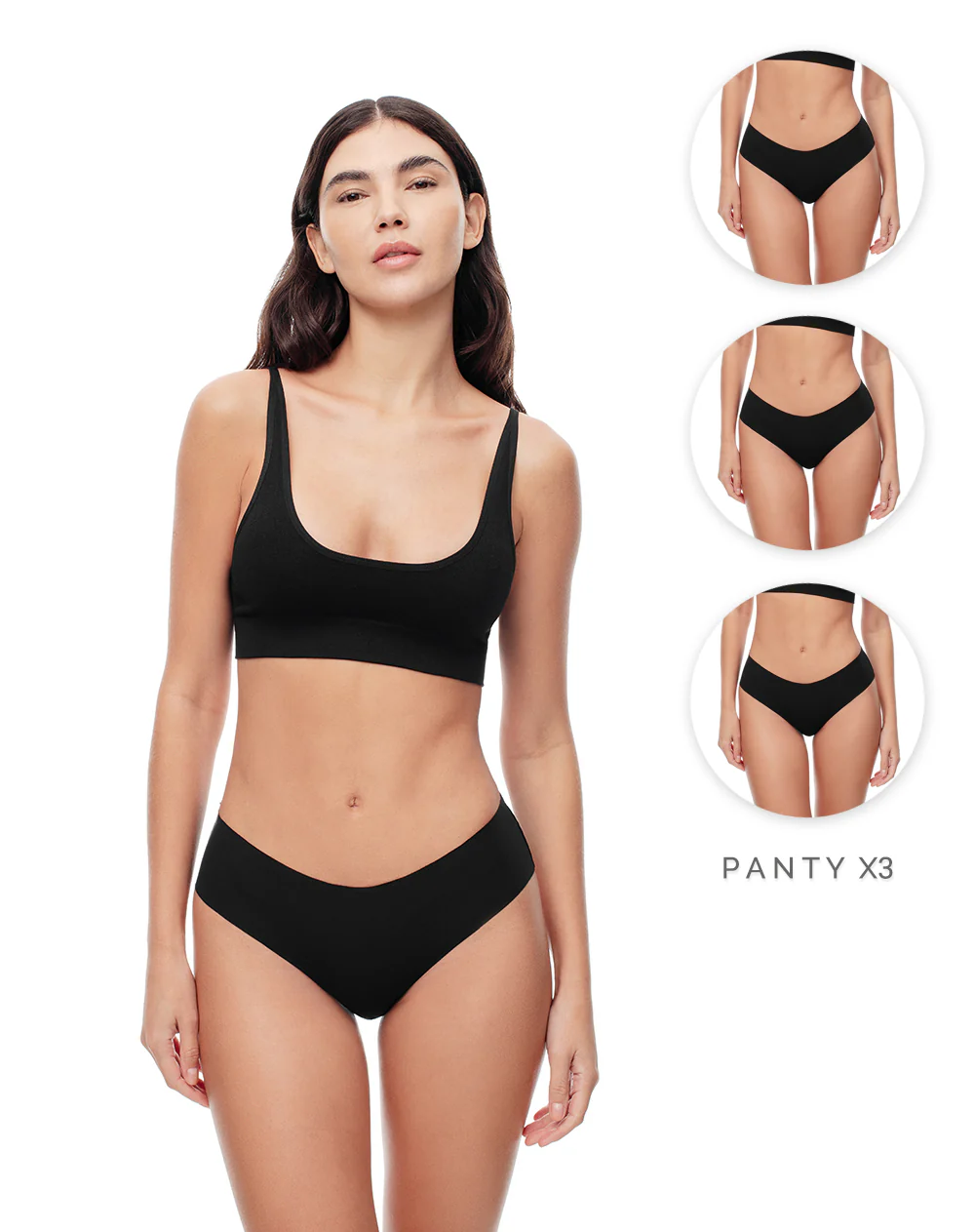 Panty cachetero tiro medio invisible x3unds surtido