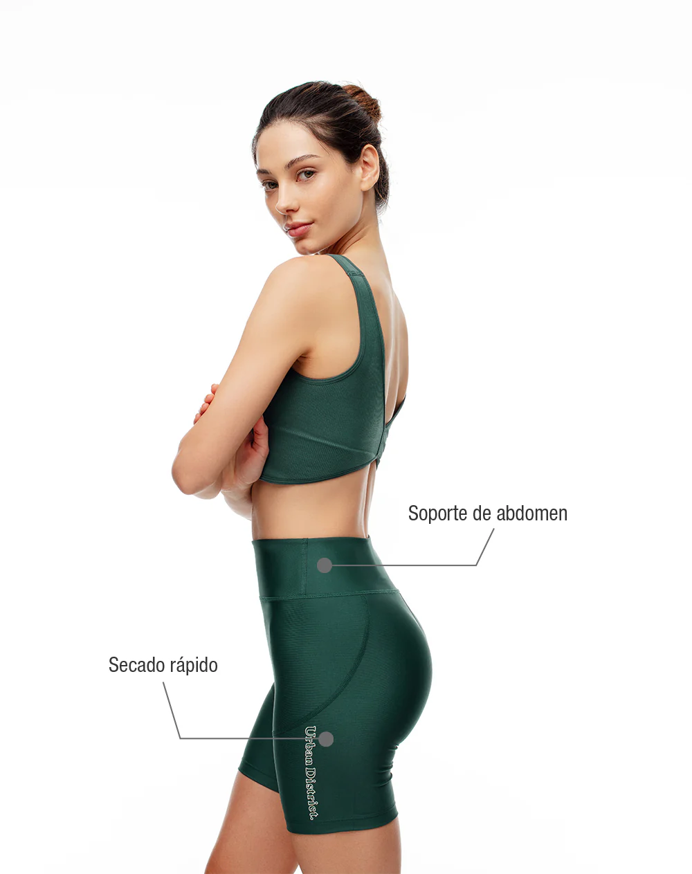 Biker deportivo soporte abdomen verde mujer - Image 2