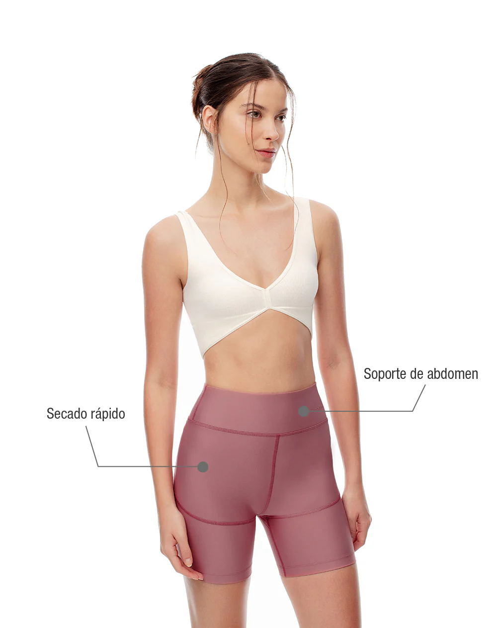 Biker deportivo soporte abdomen malva mujer - Image 2