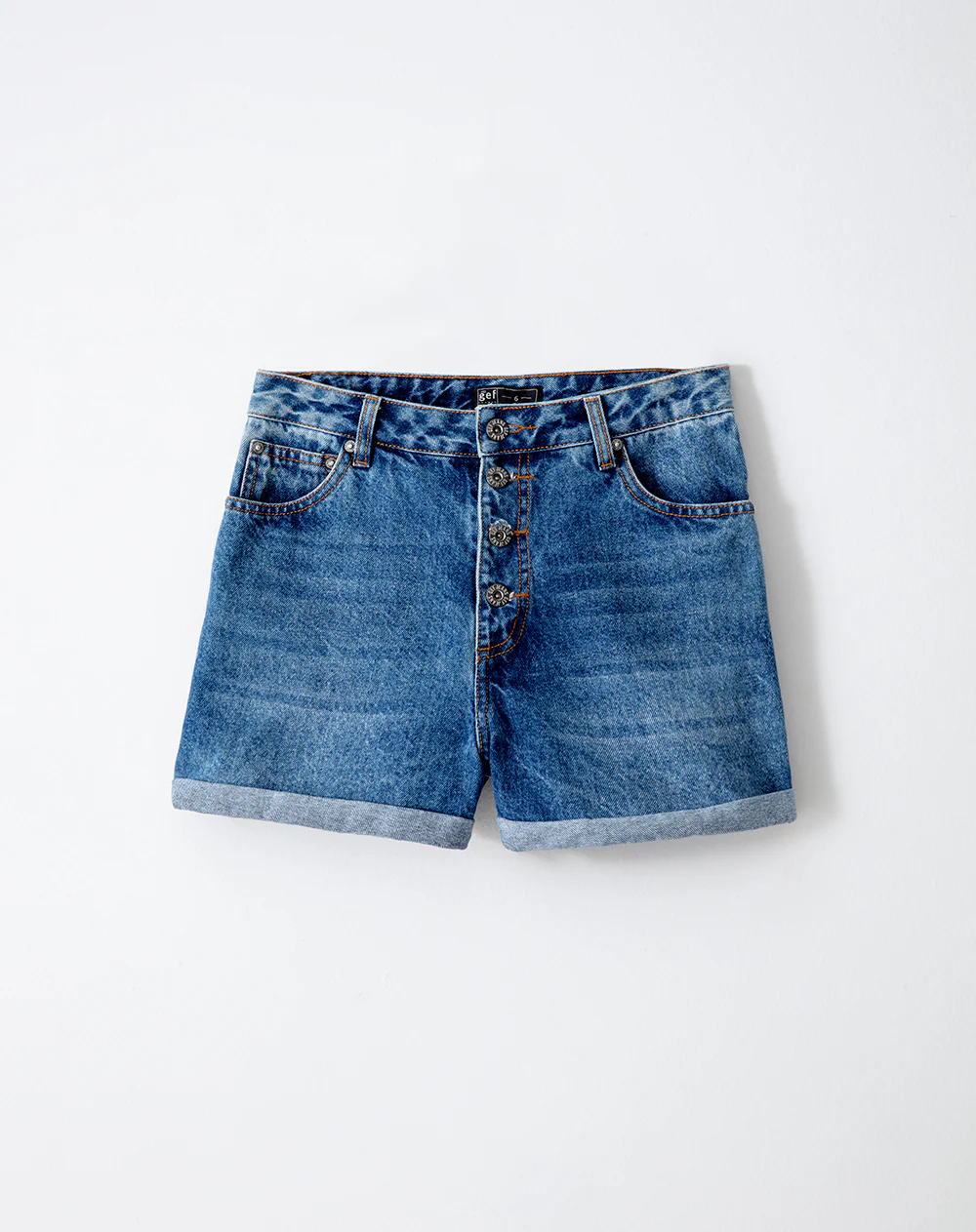 Short tiro alto denim índigo medio mujer - Image 5
