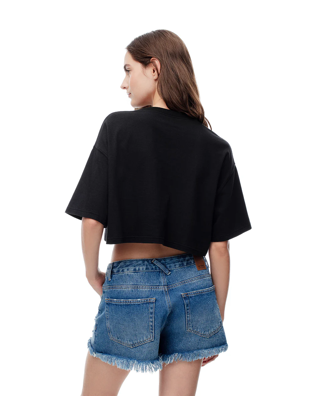 Short tiro medio denim desgaste índigo medio mujer - Image 6