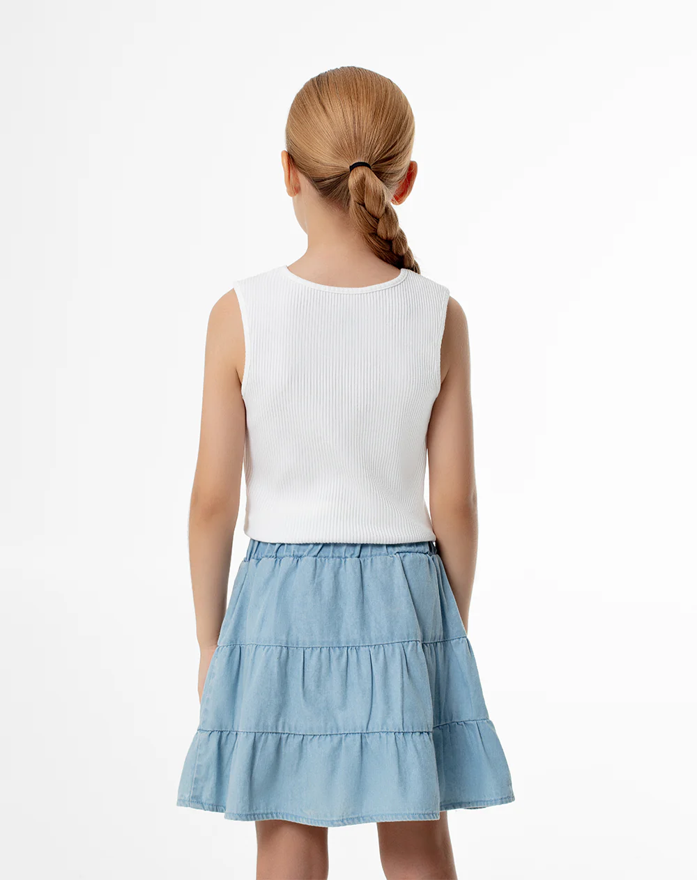 Falda capas denim índigo claro niña - Image 3