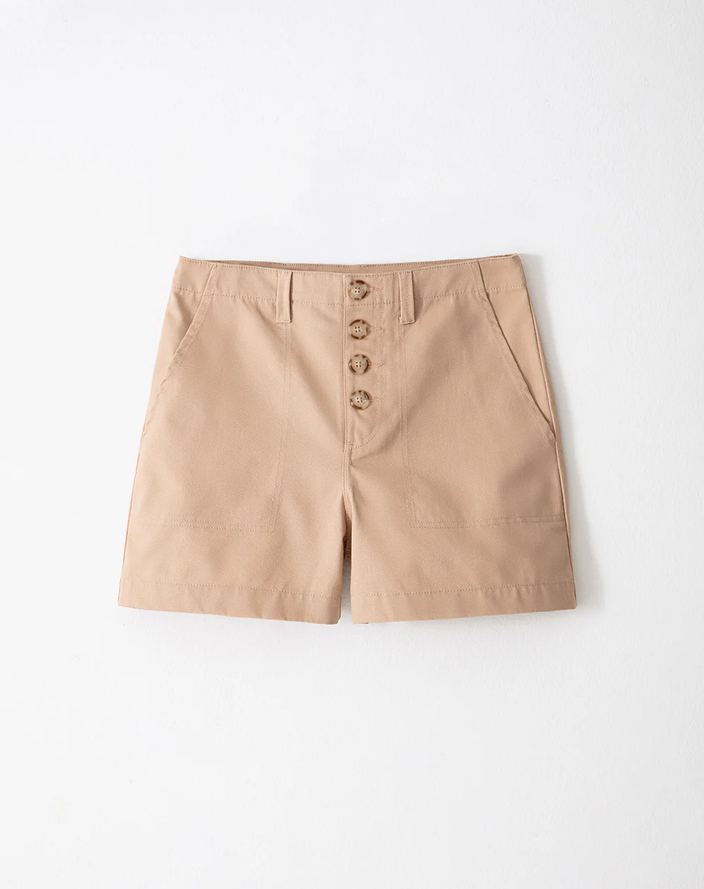 Short tiro medio regular algodón caqui mujer - Image 2