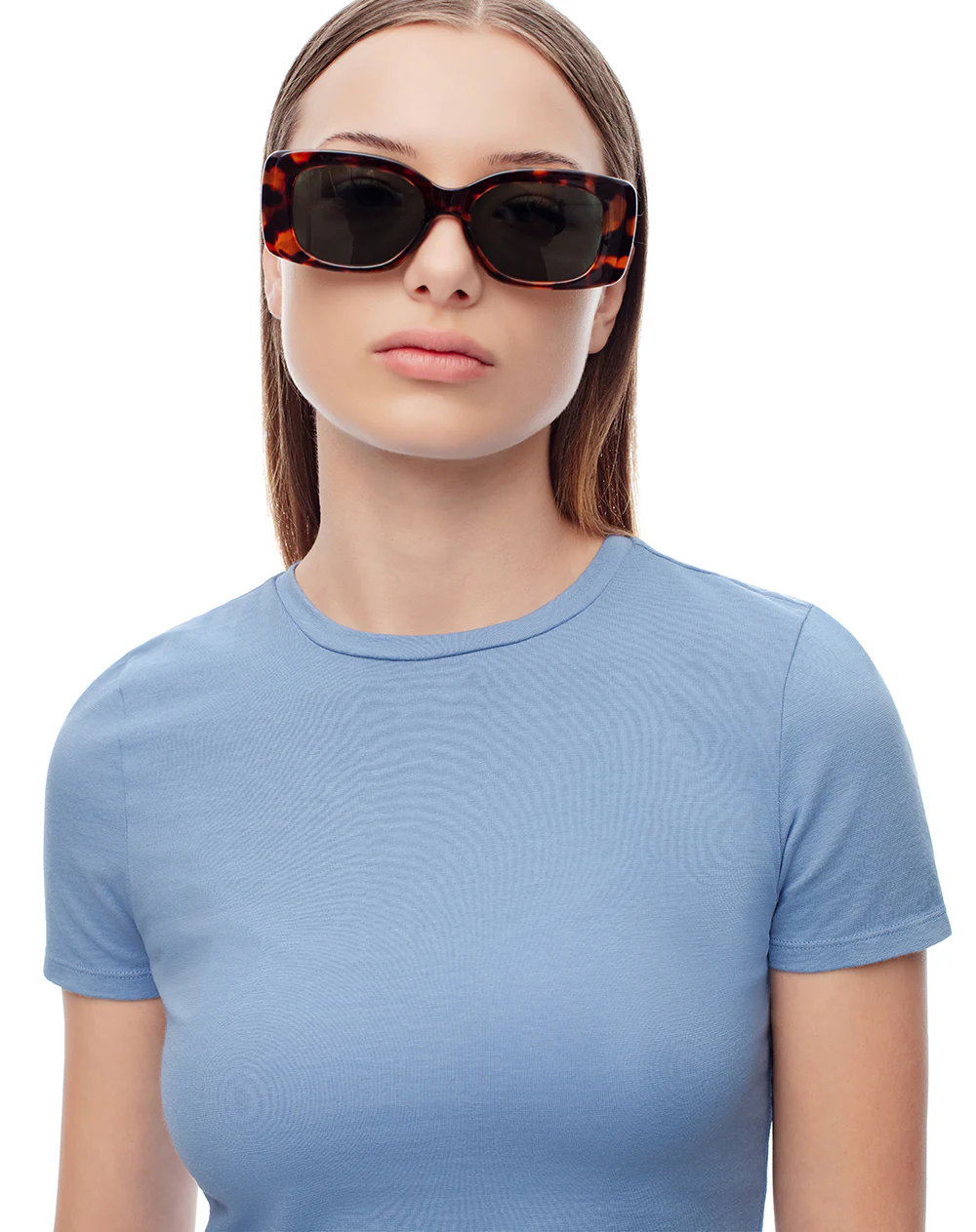 Camiseta crop slim algodón azul mujer - Image 3