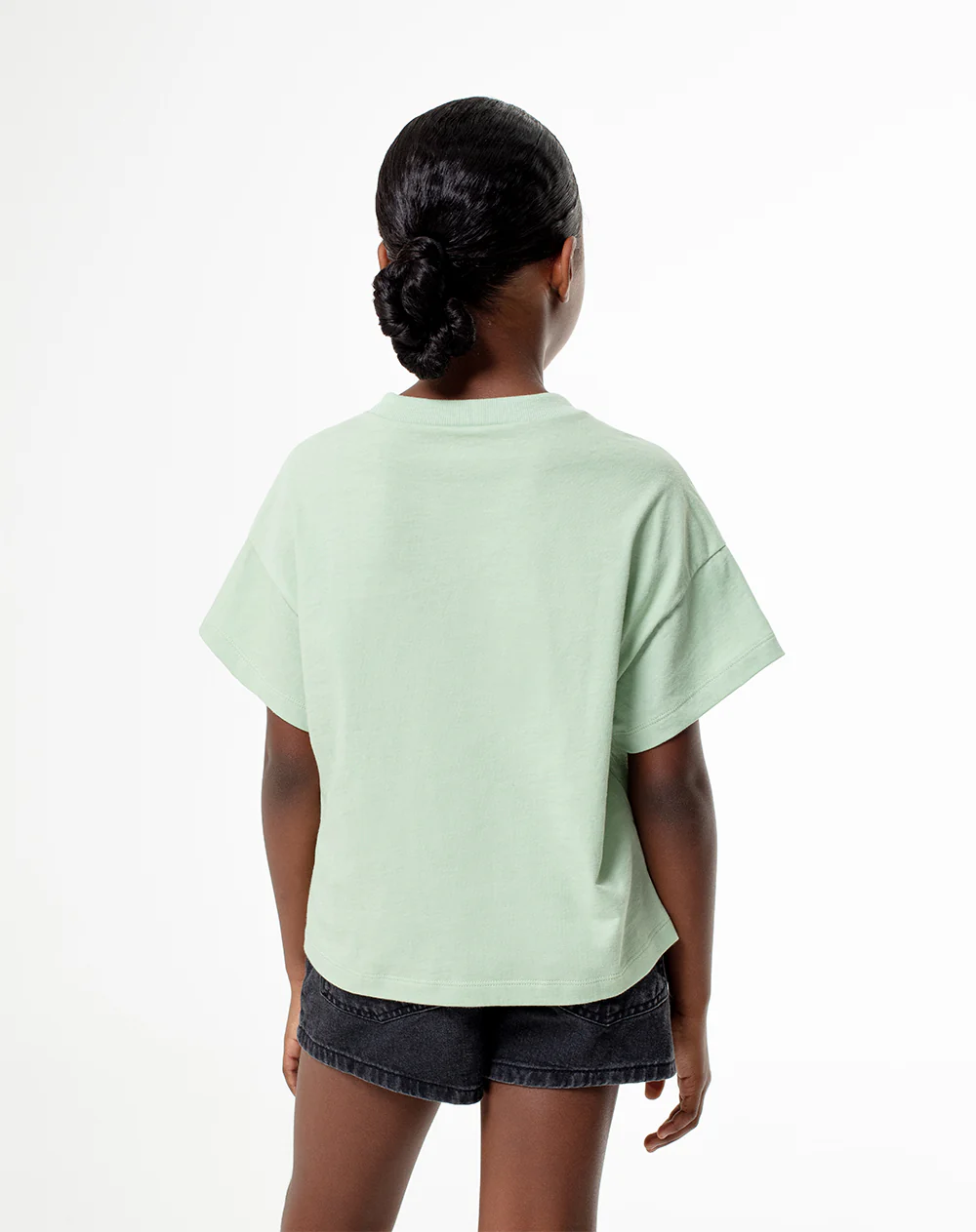 Camiseta oversize algodón verde niña - Image 2