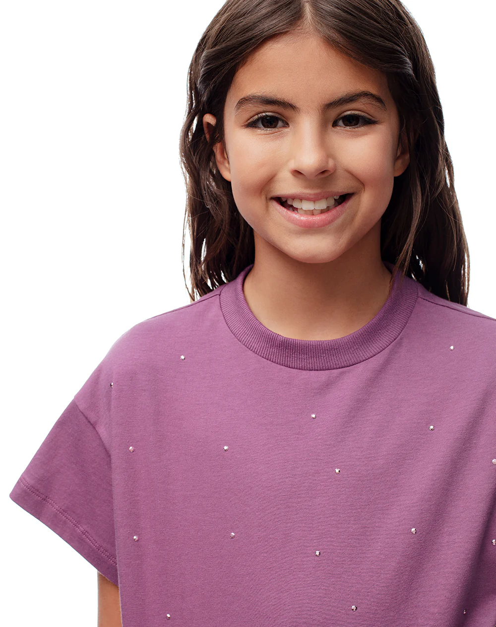 Camiseta regular algodón morada niña - Image 3