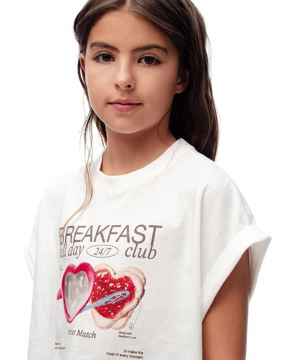 Camiseta regular algodón blanca niña - Image 3