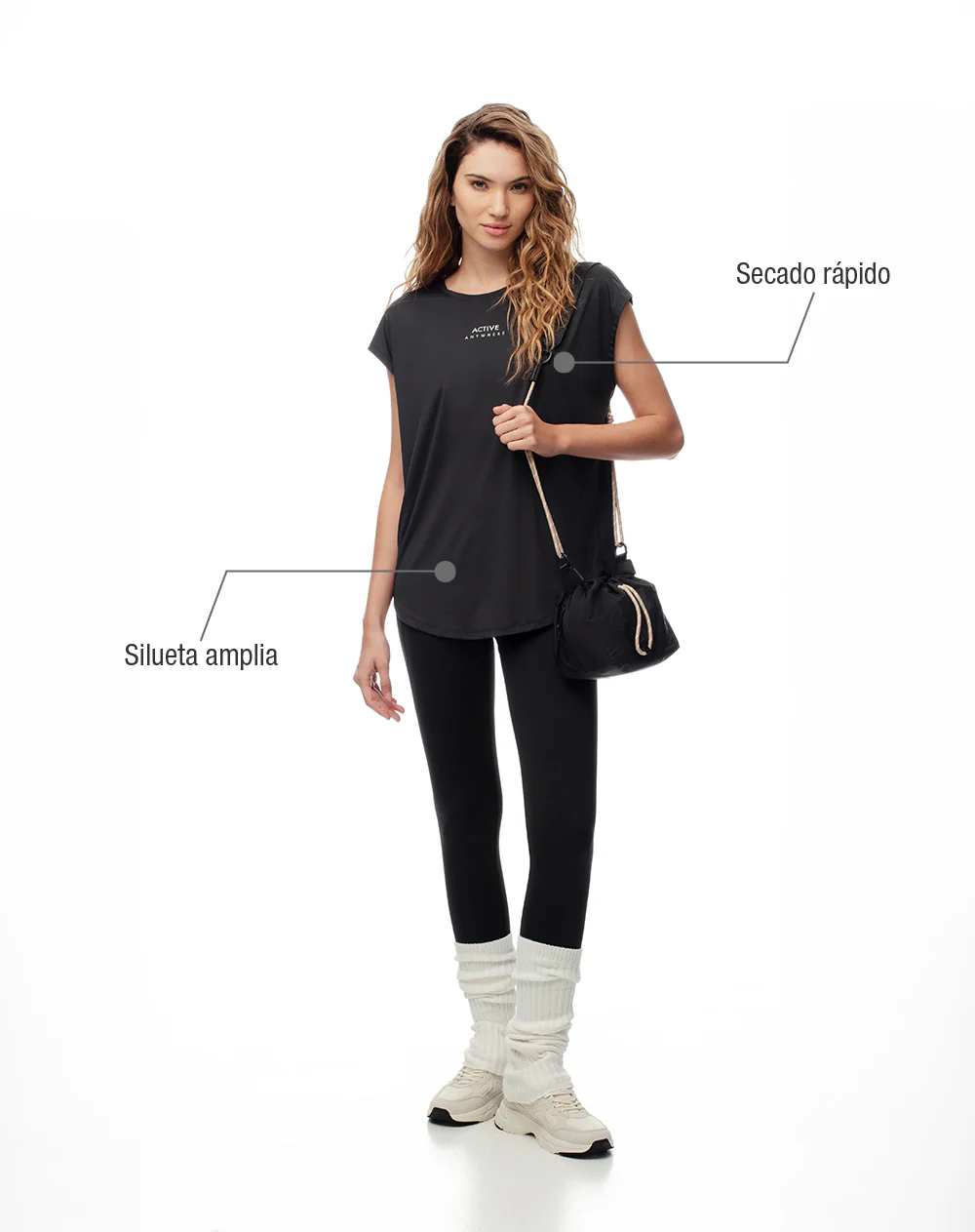 Camiseta deportiva secado rápido negra mujer - Image 2