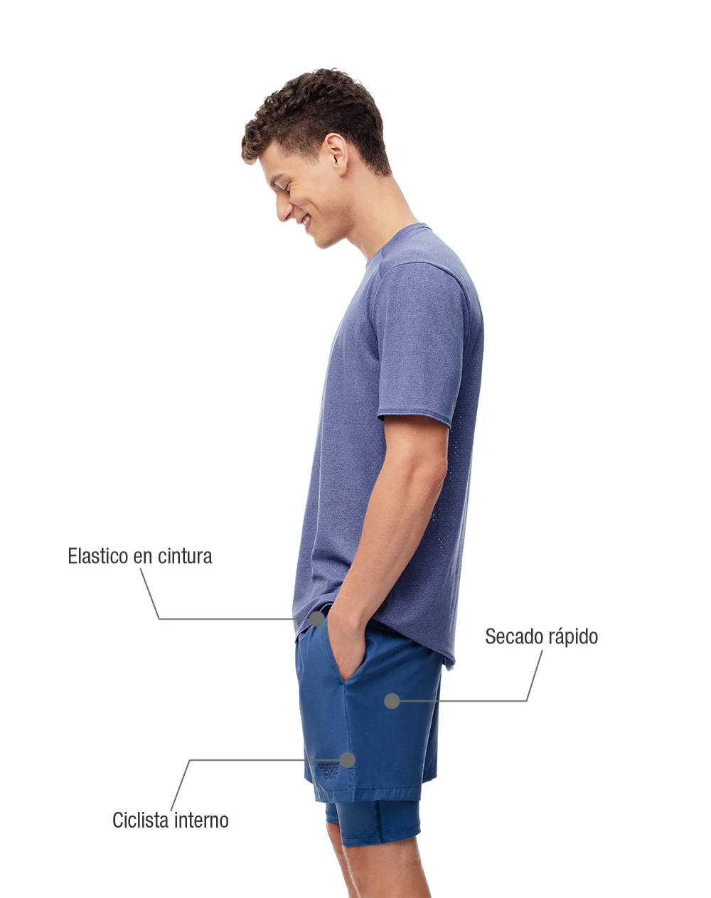 Pantaloneta deportiva ciclista interno azul hombre - Image 2