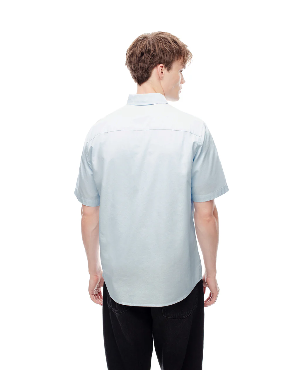 Camisa manga corta regular algodón azul hombre - Image 2