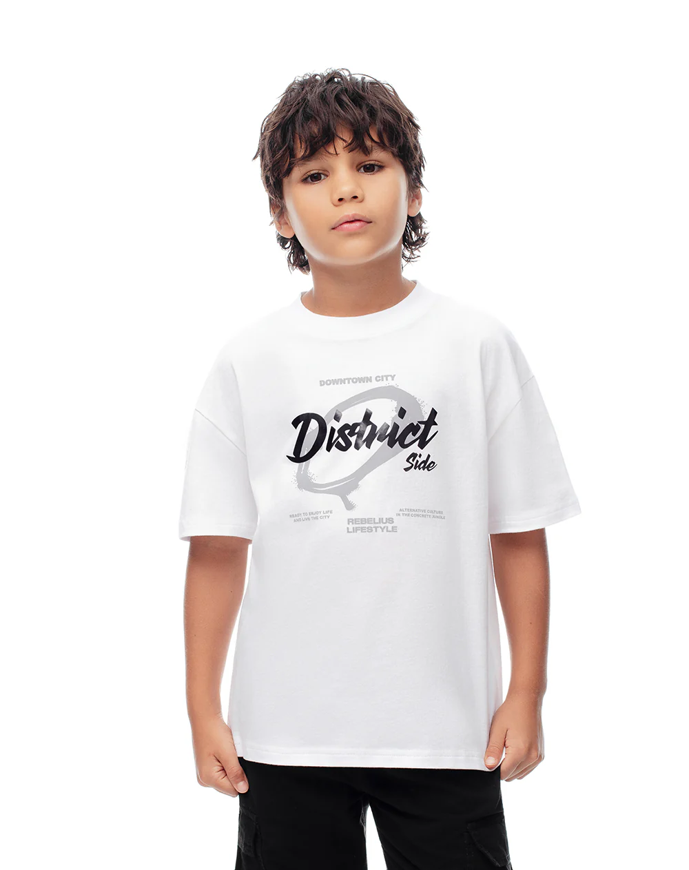 Camiseta regular algodón blanca niño