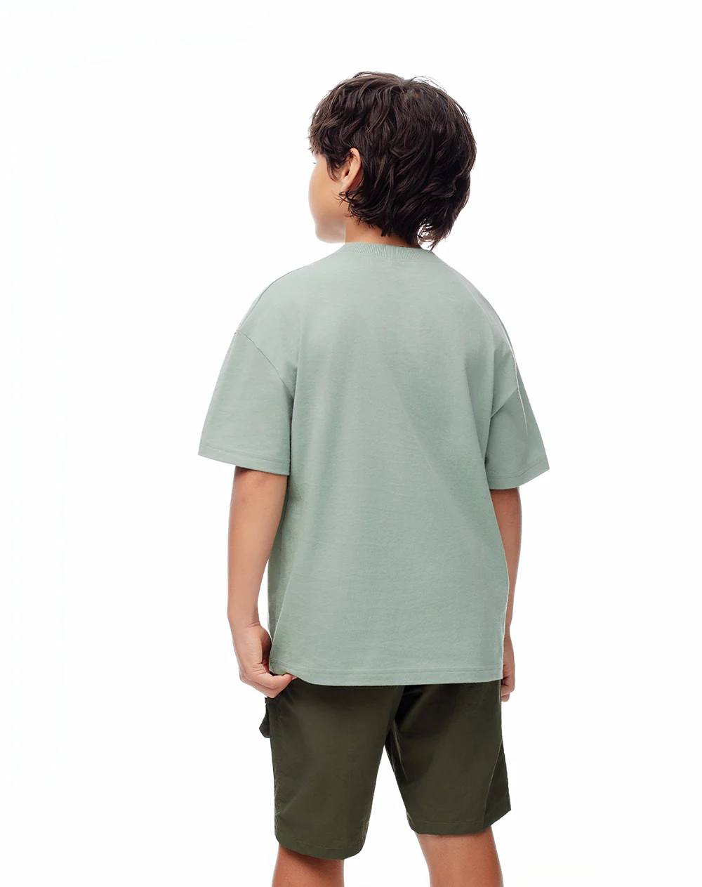 Camiseta regular algodón verde niño - Image 2
