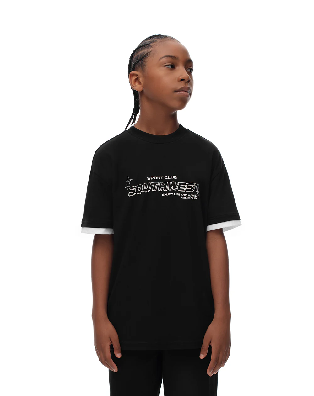 Camiseta regular algodón negro estampado niño