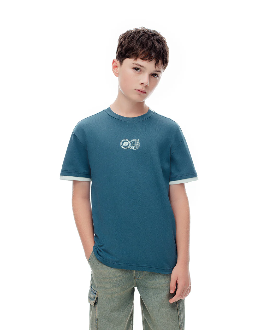 Camiseta regular algodón verde estampada niño - Image 4