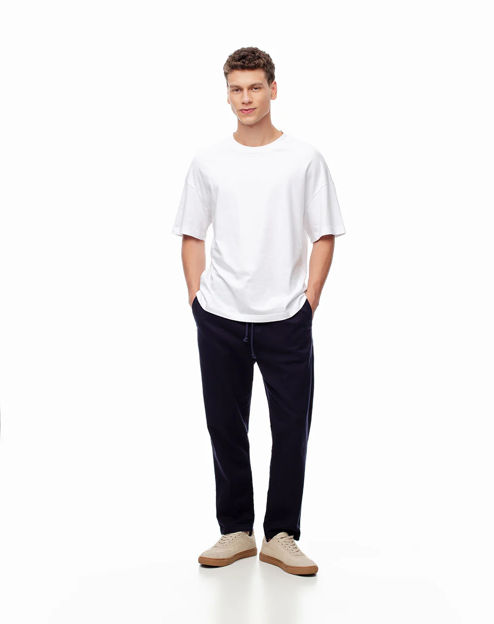 Pantalón regular drill algodón azul hombre