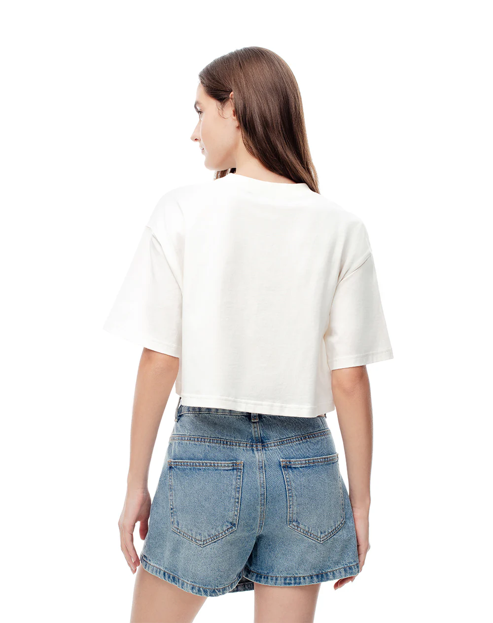 Camiseta crop regular algodón vainilla estampada mujer - Image 2