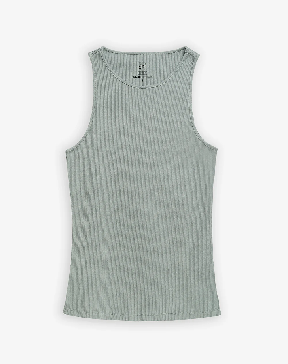 Camiseta esqueleto slim rib algodón verde mujer - Image 5
