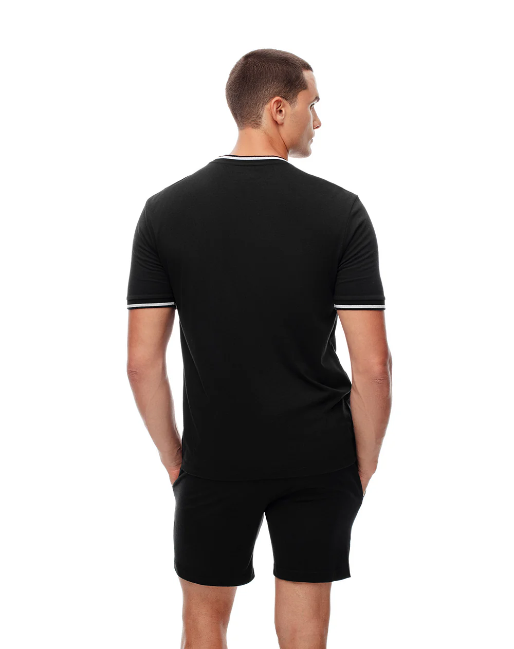 Camiseta regular algodón jersey negra hombre - Image 2