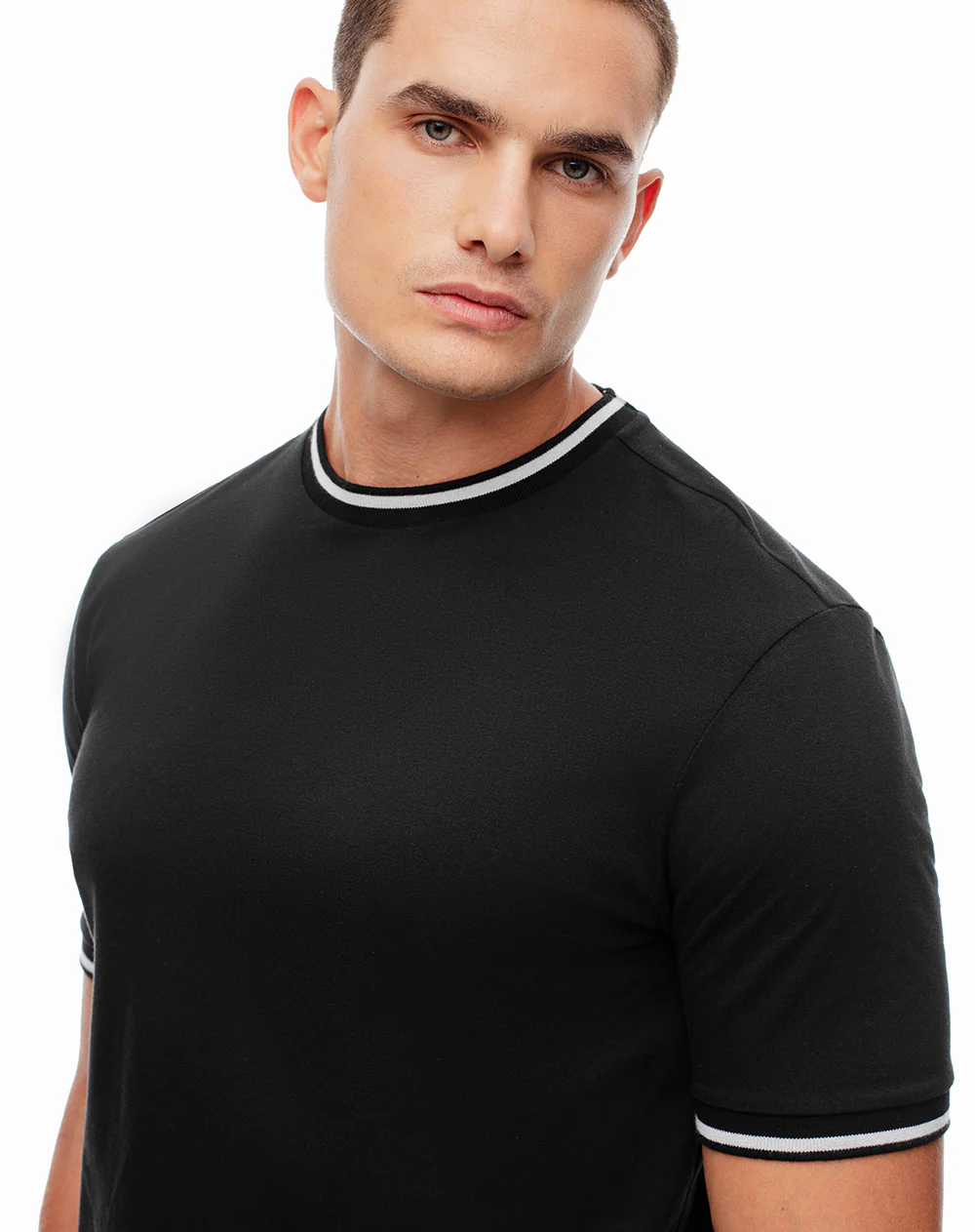 Camiseta regular algodón jersey negra hombre - Image 3