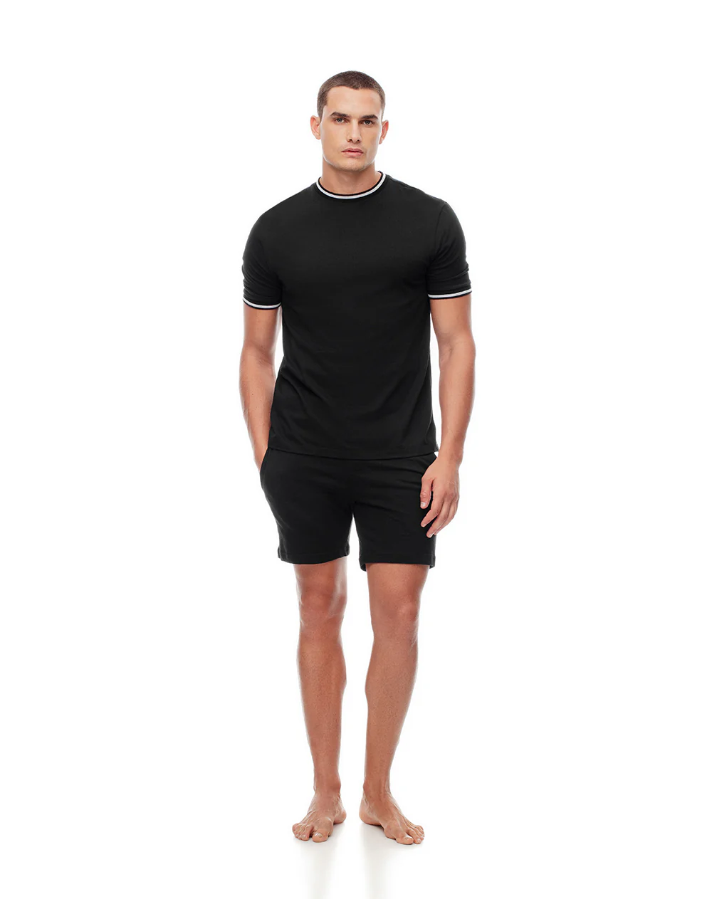 Camiseta regular algodón jersey negra hombre - Image 4