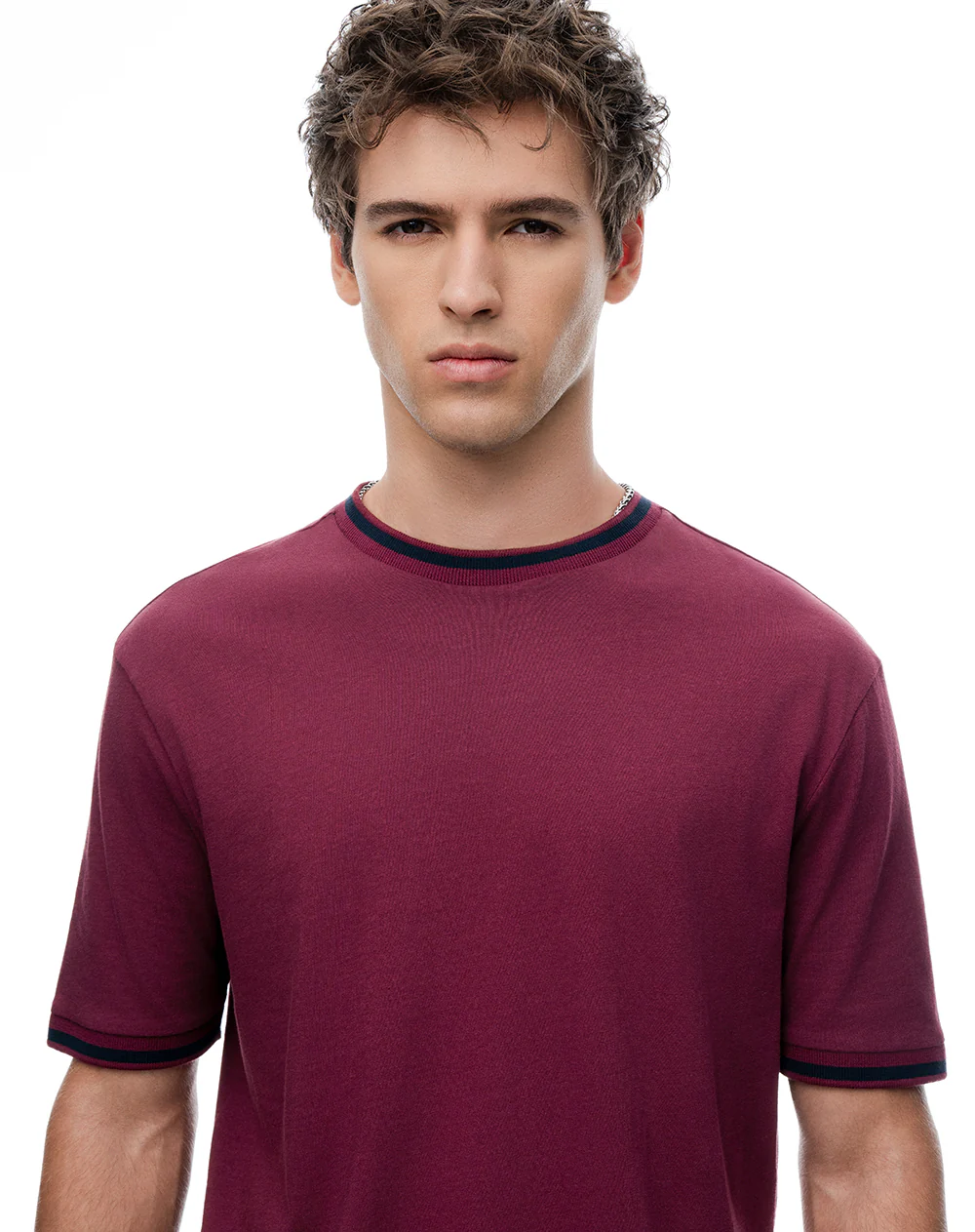 Camiseta regular algodón jersey vinotinto hombre