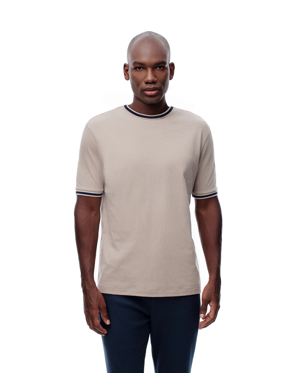 Camiseta relax algodón taupe hombre